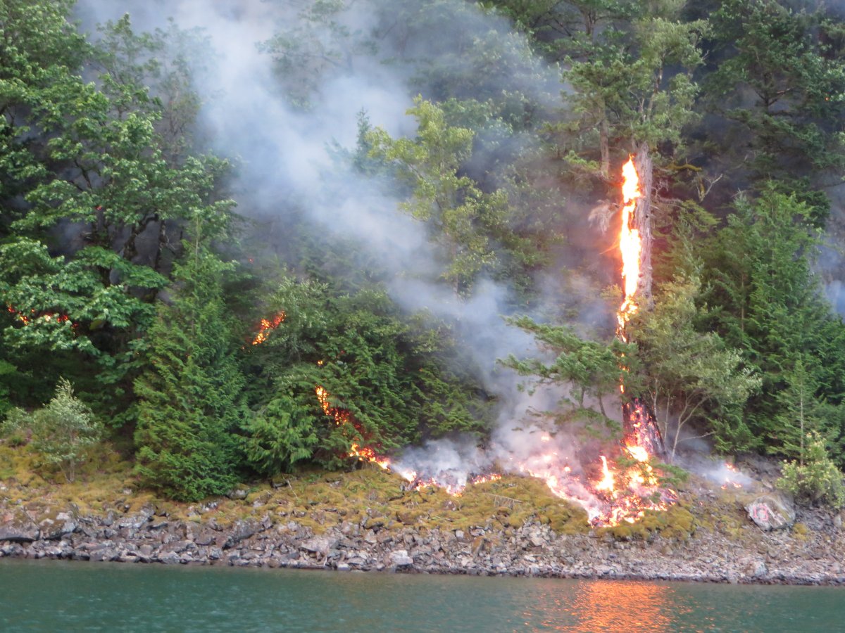 A fire in Harrison Hot Springs on Thursday.