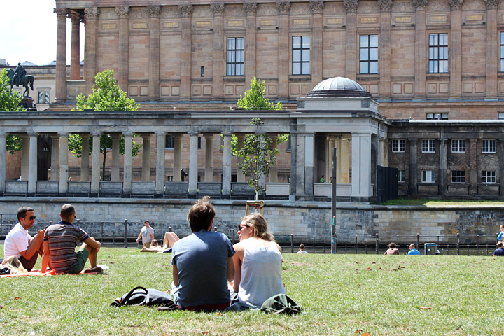 People enjoying the sunshine in Berlin.