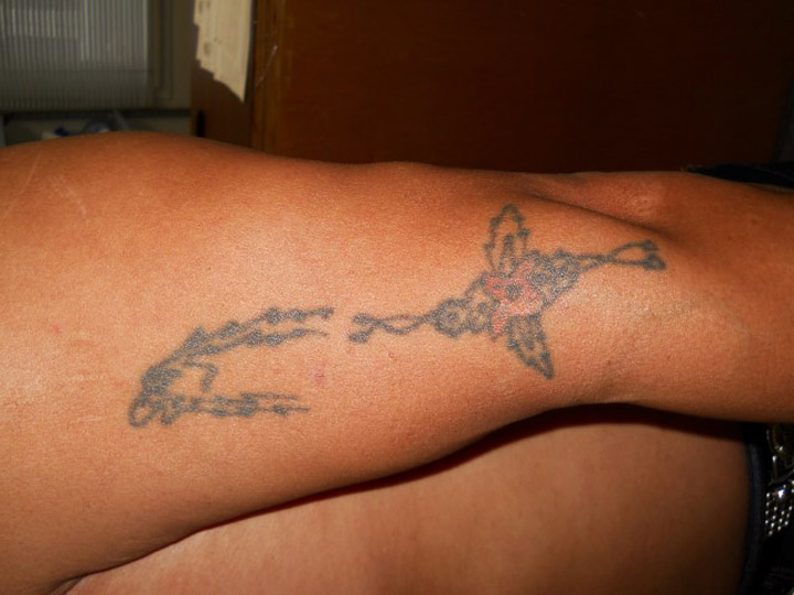 Saskatchewan RCMP have released this photo of a tattoo on Vincent Alex Desjarlais’s left arm.