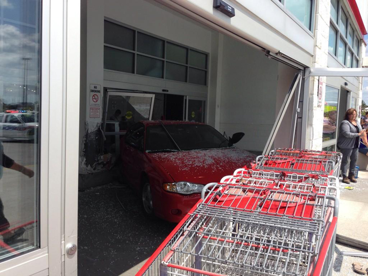 This photo of the car that crashed through the front door of a London Costco was posted on Twitter shortly after the incident.