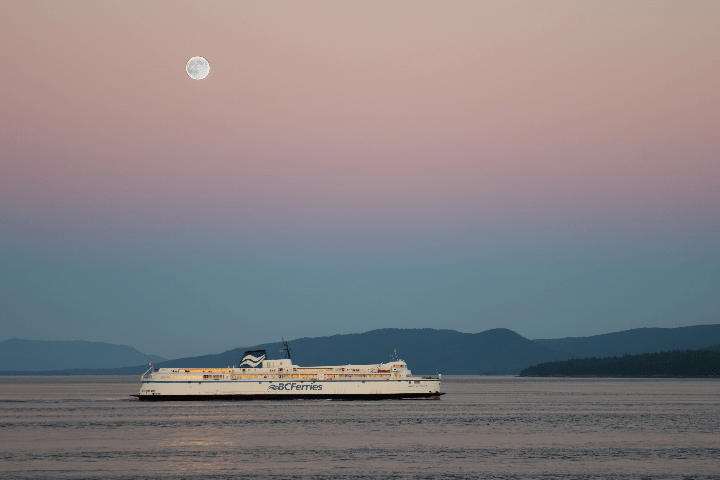 Queen of Nanaimo entering Active Pass by Colin Sands. 