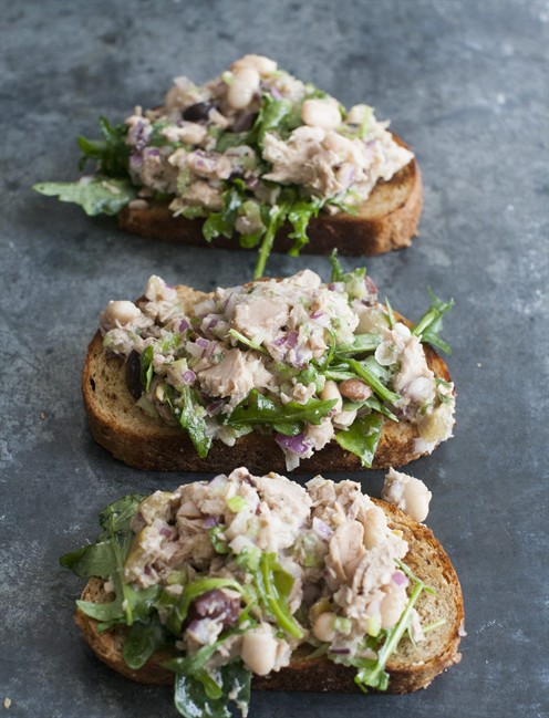 A tuna sandwich by way of Mediterranean bruschetta