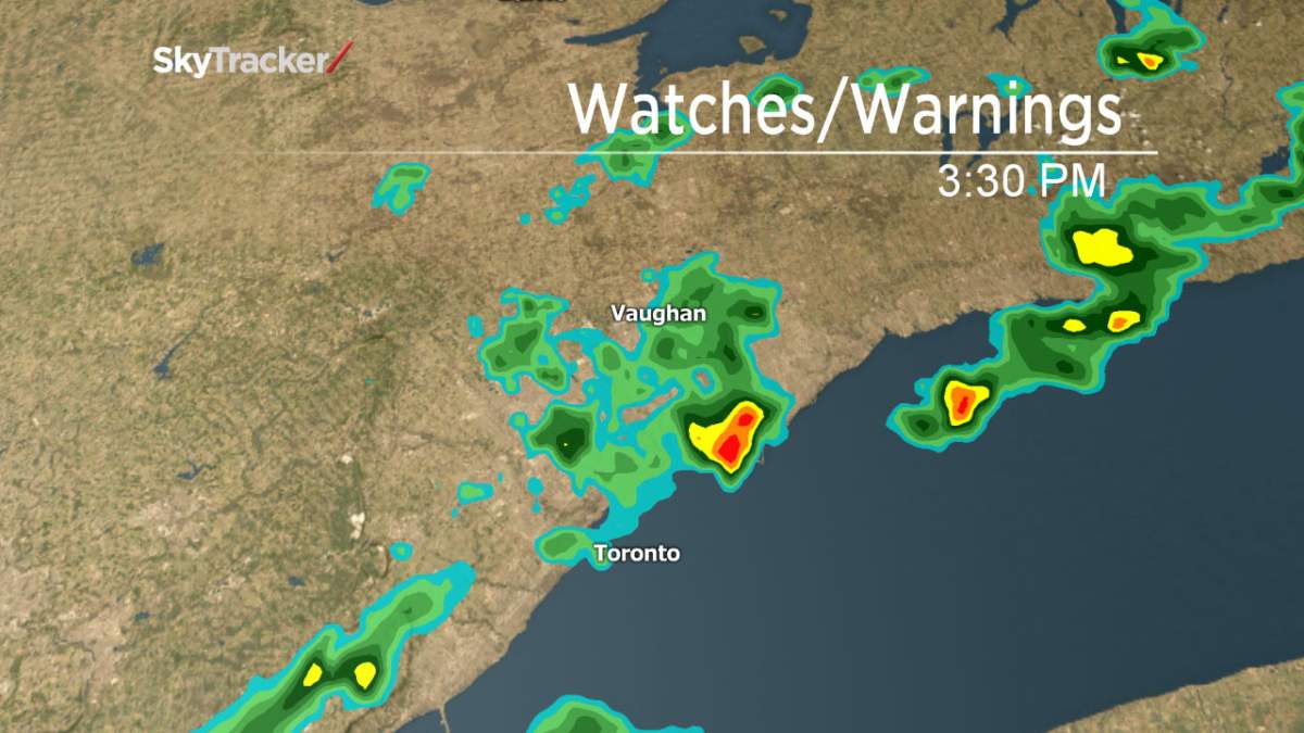 Storms moving across southern Ontario on Wednesday afternoon.