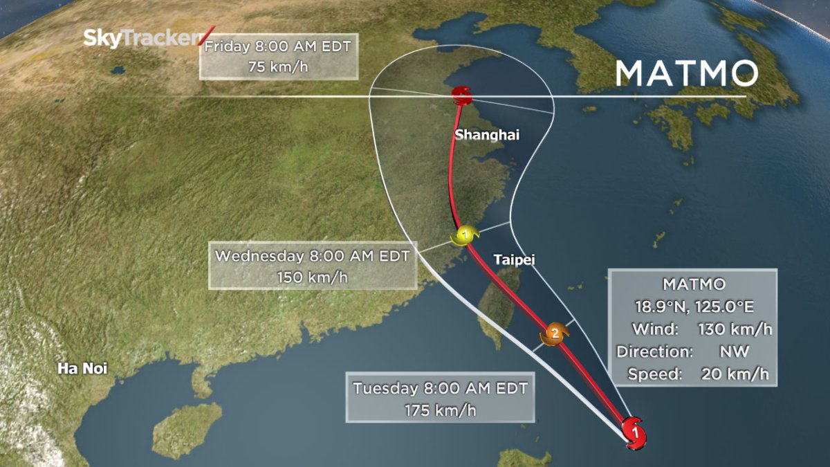 Typhoon Matmo is expected to strike Taiwan by Tuesday before moving to mainland China by early Wednesday.