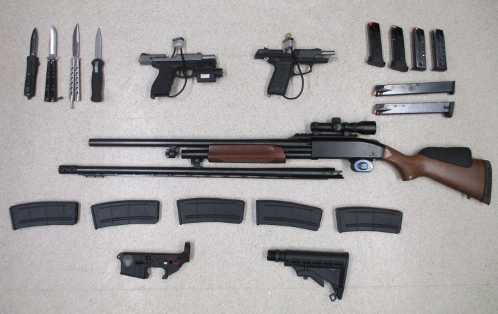 The Canadian Border Service Agency (CBSA) has laid six charges against two people in separate weapon seizures at the North Portal border crossing.
