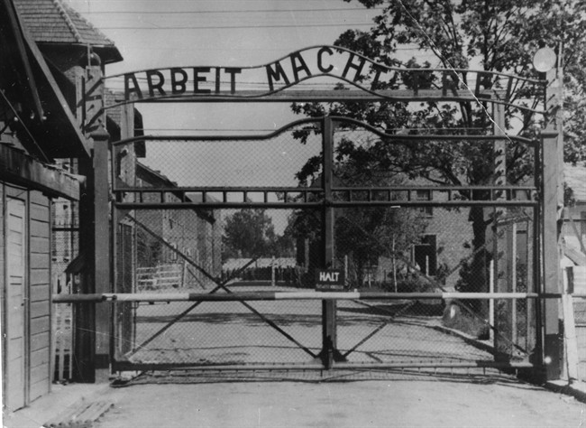  This undated file image shows the main gate of the Nazi concentration camp Auschwitz, in Poland.