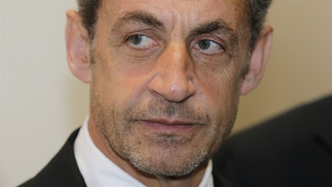 This Monday, March 10, 2014, file photo shows former French President Nicolas Sarkozy at the Foundation Claude Pompidou, in Nice, French Riviera.