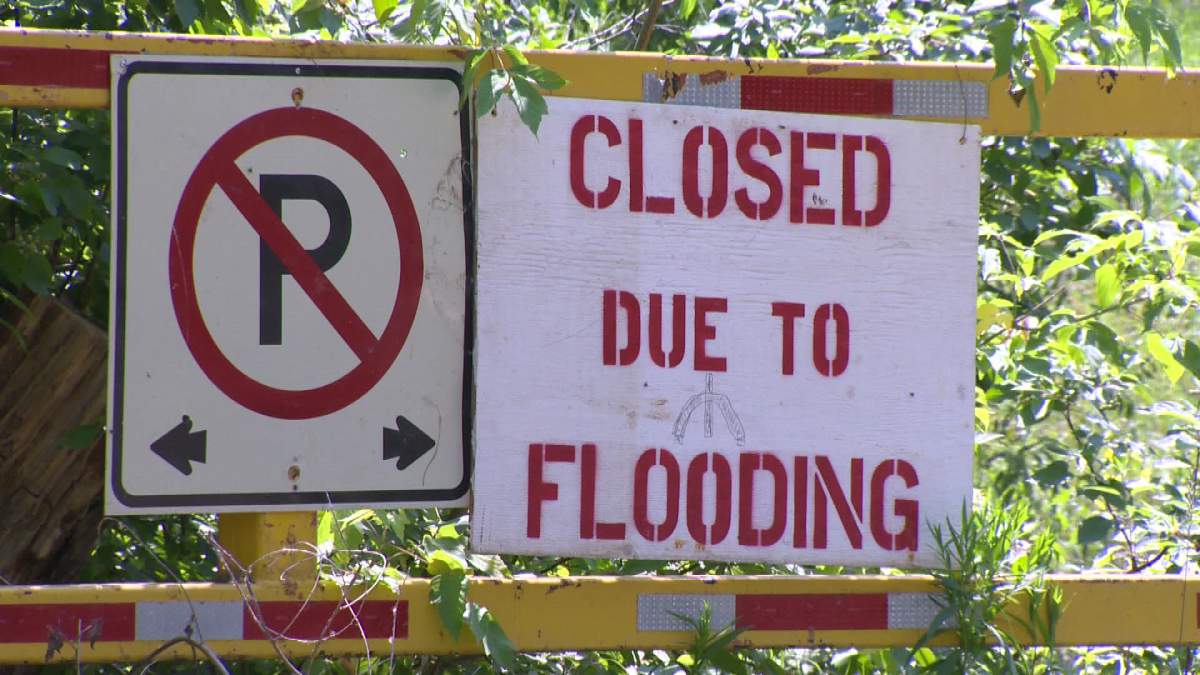 A sign is posted at Patricia  Beach .