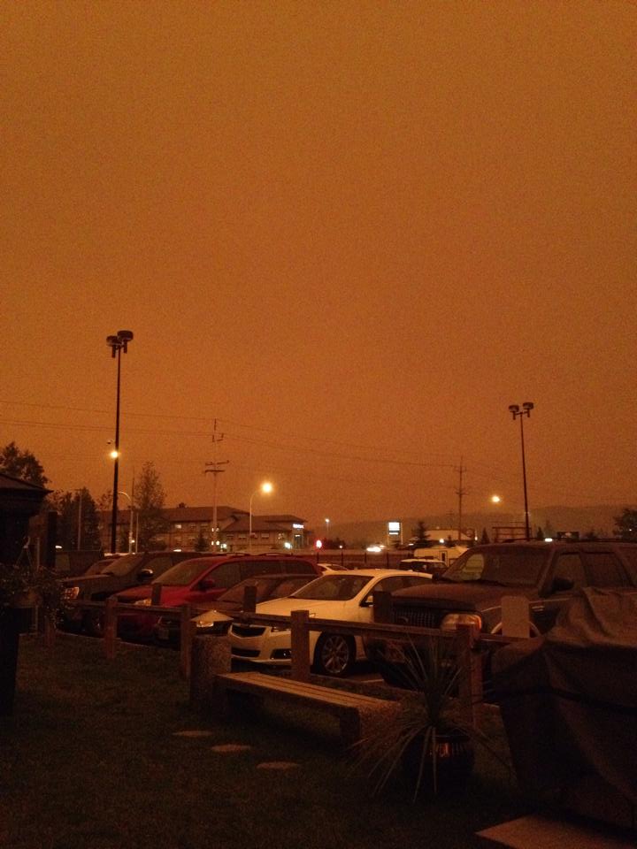 The smoke from fires is so thick in Prince George the street lights have come on.