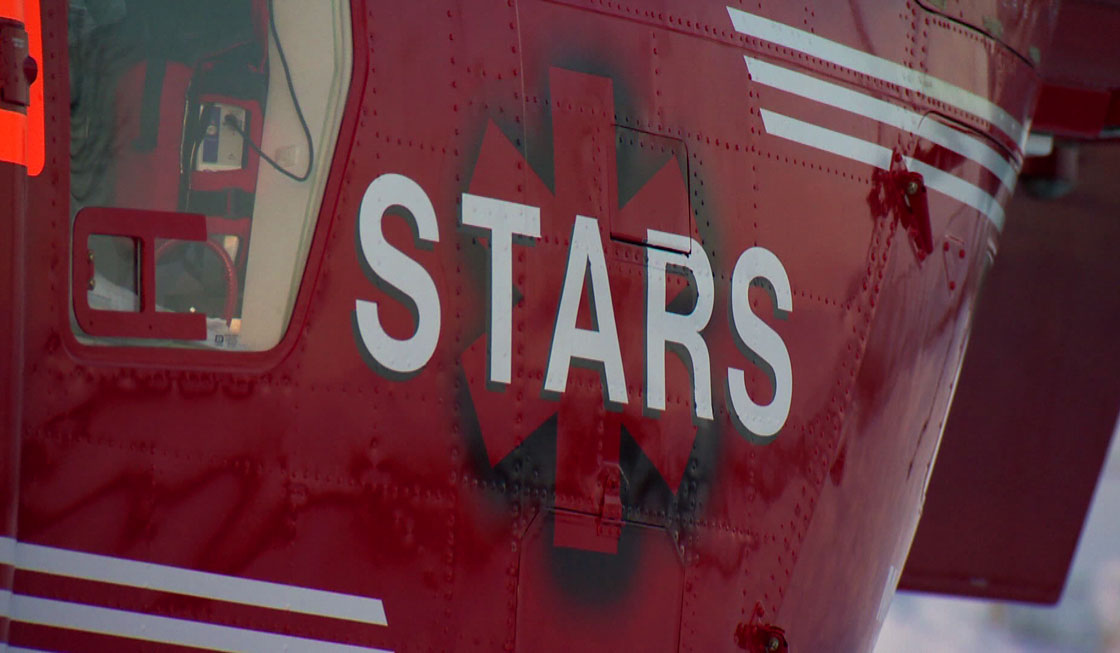 A three-year-old was airlifted by STARS to a Saskatoon hospital with life-threatening injuries after being struck by a vehicle.