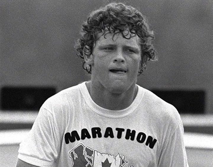 Terry Fox continues his Marathon of Hope run across Canada in this August 1980 file photo. Premier Greg Selinger said Wednesday that the August civic holiday in Manitoba will be renamed for the Canadian hero.
