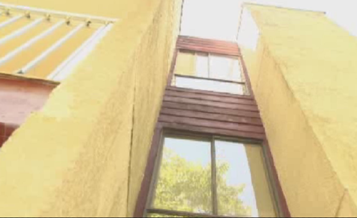 The window of a Surrey apartment building that a two-year-old fell from on July 10, 2014.