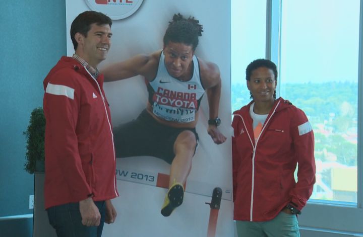 Mayor Don Iveson (L) with Canada's Angela Whyte (R).