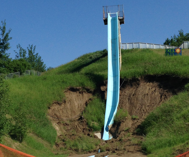 The Free Fall slide at Kenosee Superslides Waterpark in Kenosee, about 200 kilometres southeast of Regina, was damaged in the land shift.
