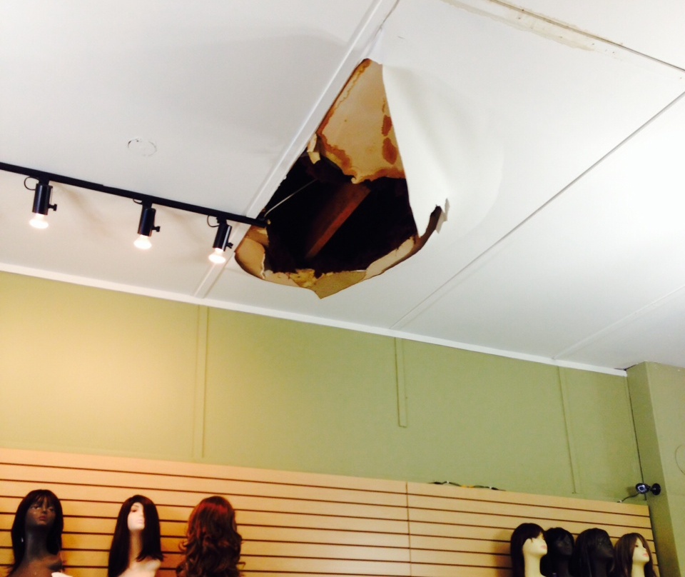 Vernon business falls victim to storm as ceiling caves in - image