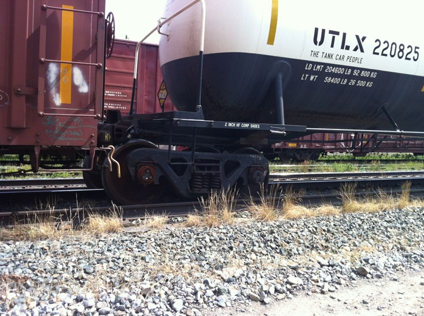 CN train blocking only road into Alberta hamlet of Brûlé, August 2, 2014