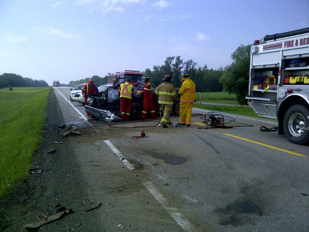 One person is dead following a two vehicle collision on Highway 831, August 2, 2014.