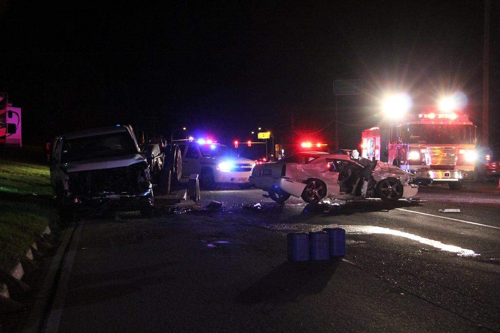 RCMP say witnesses saw a white Cadillac travelling northbound on the highway at a high rate of speed right before the crash. 