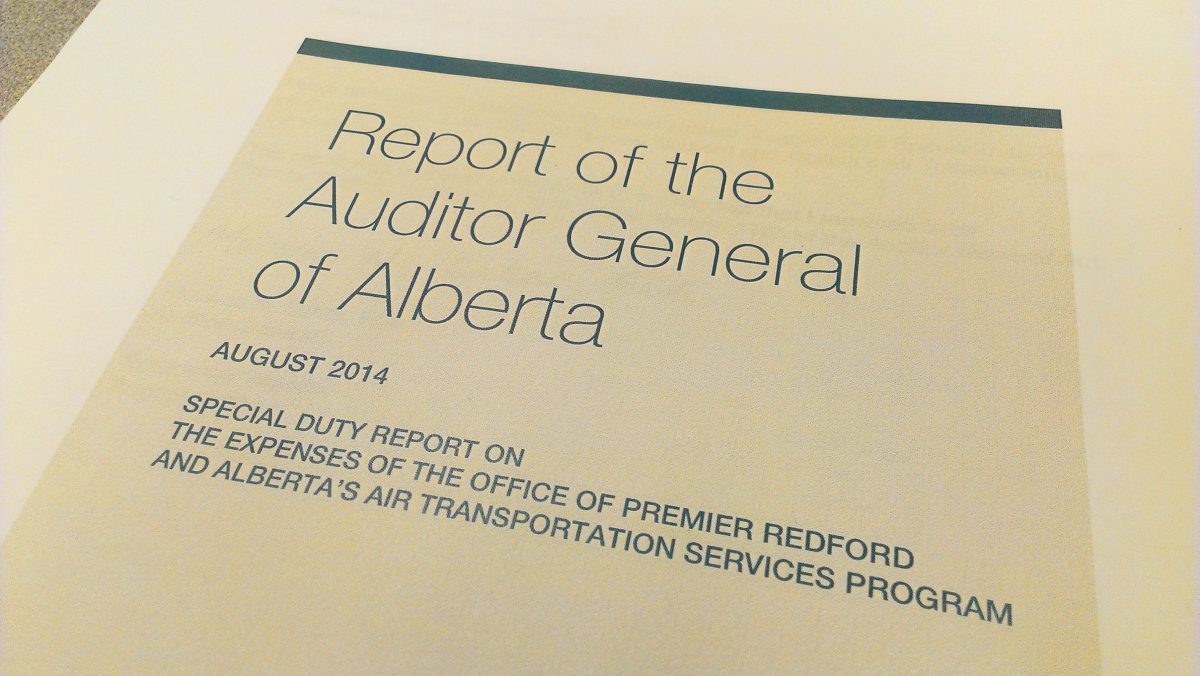 Cover of Alberta Auditor General report into the travel expenses of former premier, Alison Redford.  