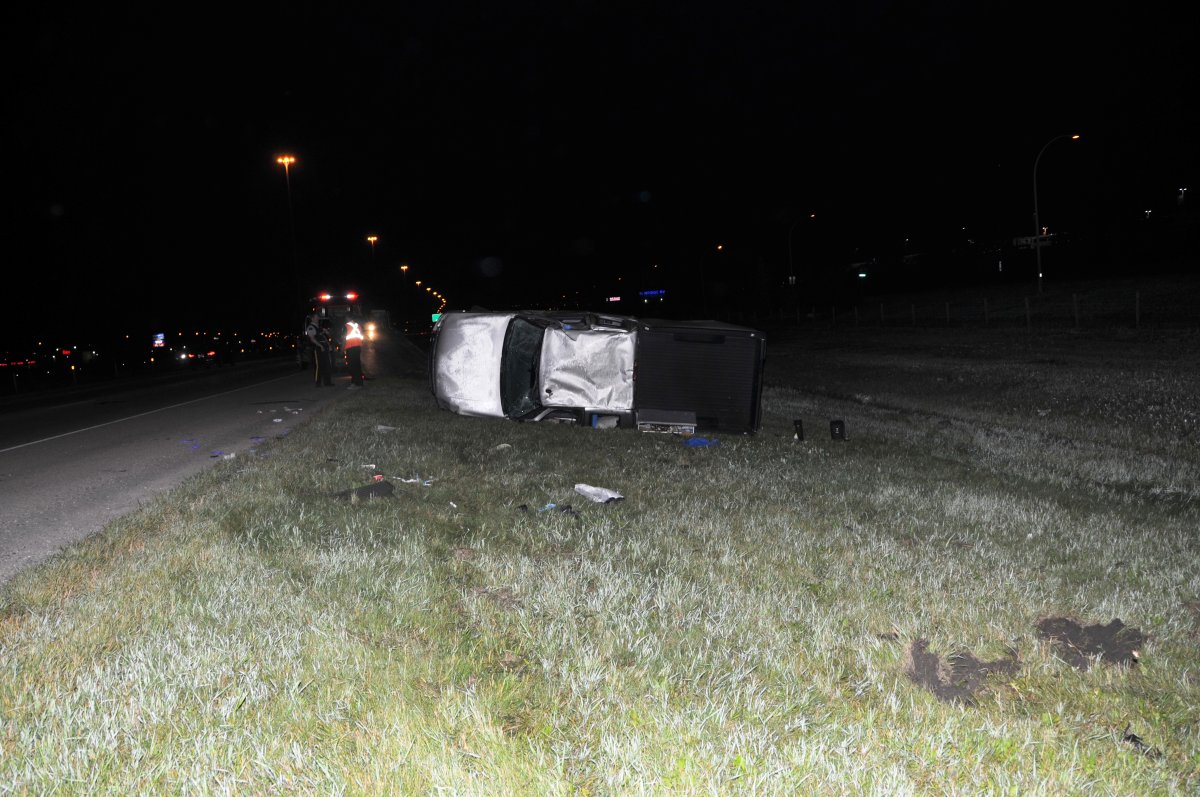 On Sunday, August 17th, 2014 at 9:22 PM, members of the Airdrie Integrated Traffic Unit (ITU), Airdrie RCMP, Fire and Ambulance attended a single vehicle roll over collision on Highway 2 near Airdrie. 