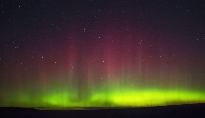 The northern lights, seen here northeast of Arthur, Ont., in August.