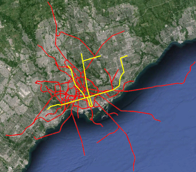 Map credits: OpenStreetMap, Open Data Toronto, Image NOAA, copyright 2014 Google. Image Landsat.
