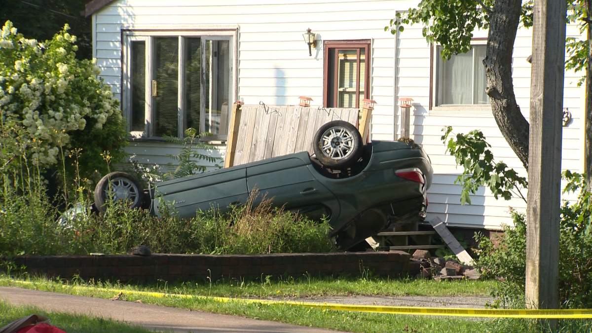 One man is dead after a car veered off the road in Timberlea.