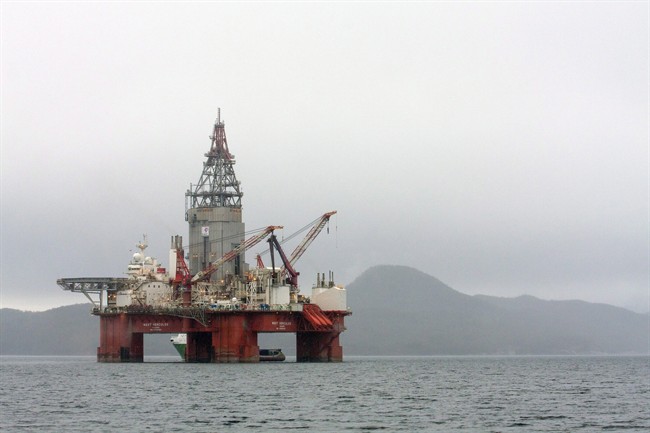 The West Hercules drilling rig is pictured in the Skaanevik fjord in western Norway on April 26, 2013. 