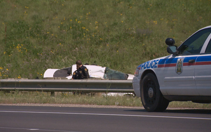 A man was hospitalized after a car struck a light standard in Saskatoon.