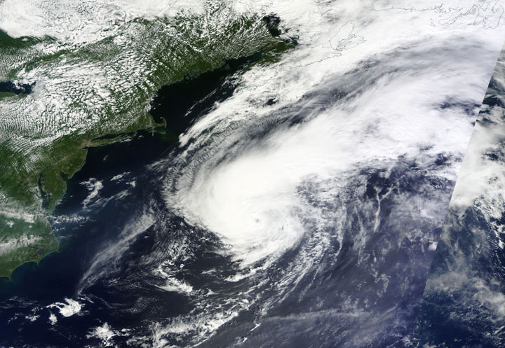 Hurricane Cristobal south of Nova Scotia