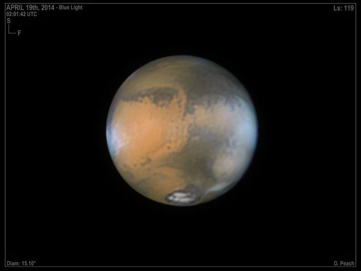 A photograph of Mars, taken by an amateur astronomer.