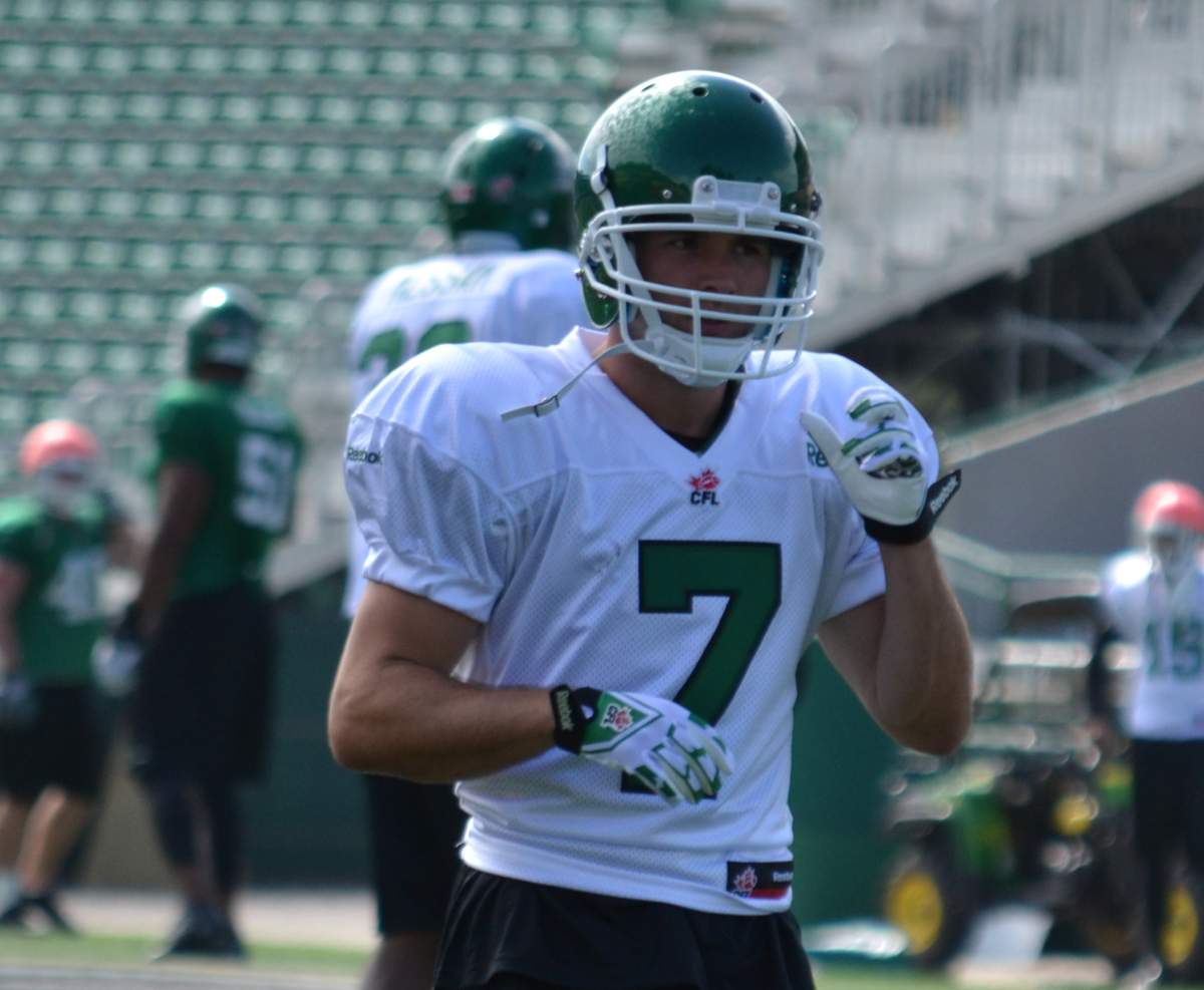 The Saskatchewan Roughriders released images of Weston Dressler practicing with the team today