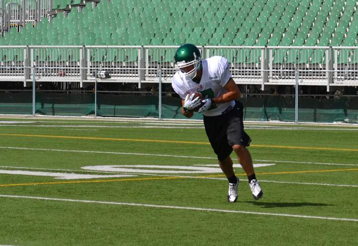 The Saskatchewan Roughriders released images of Weston Dressler practicing with the team today