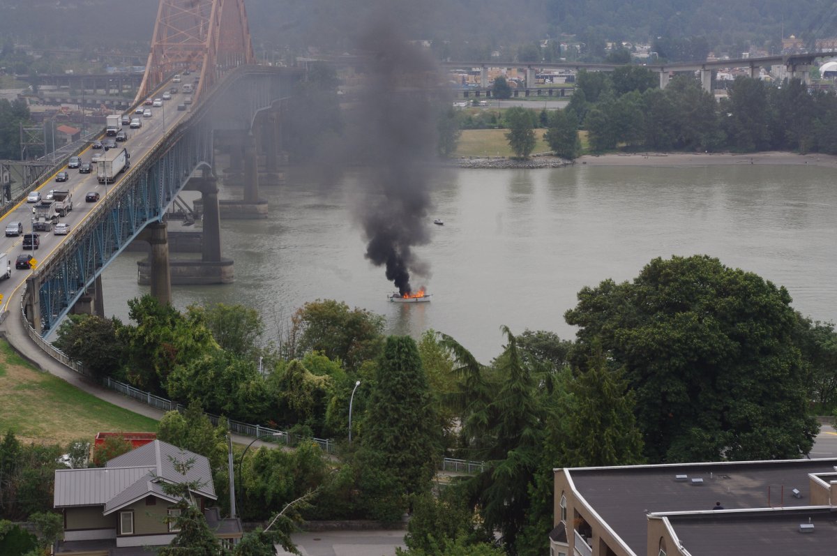 Fishing vessel catches on fire in Fraser River - image