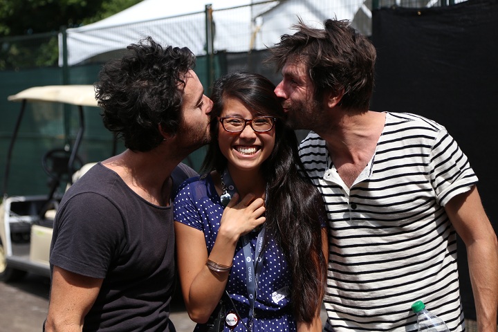 Global News' Rachel Lau meets with the band Le Trouble at Osheaga in Montreal on Friday, August 1, 2014.