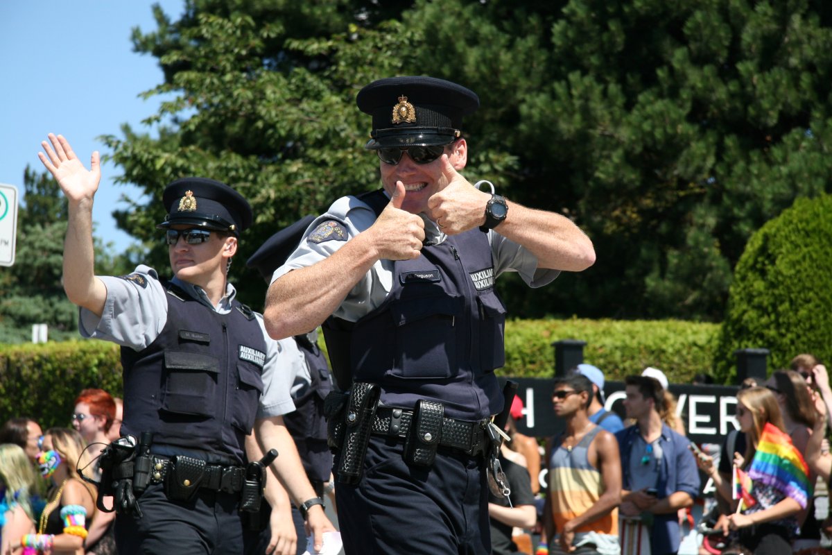RCMP officers at the 2016 Pride Parade in Vancouver. Credit: Sergio Magro, Global News.