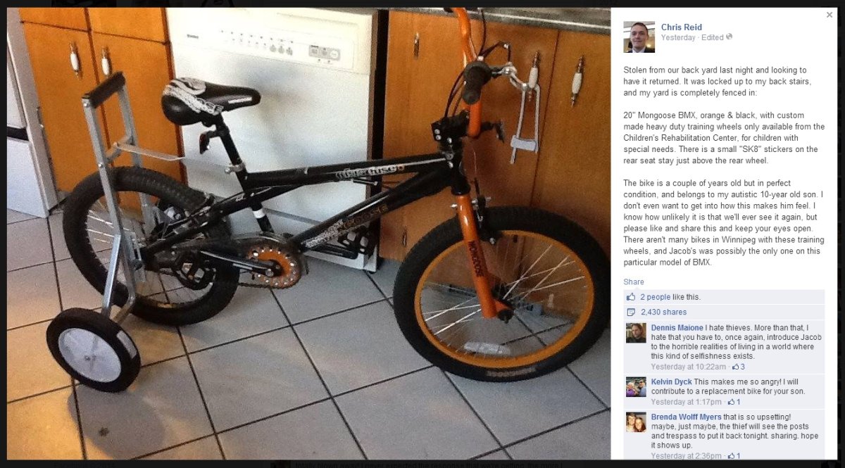 Special needs bike stolen from backyard - image