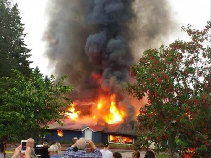 West Hawk Inn burning on Friday, August 29, 2014