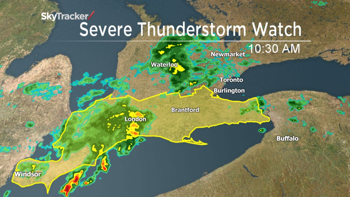 Severe thunderstorm watches have been issued for parts of southern Ontario once again on Tuesday.
