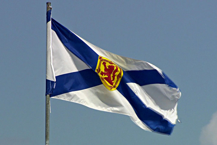 The Nova Scotia flag is seen. 