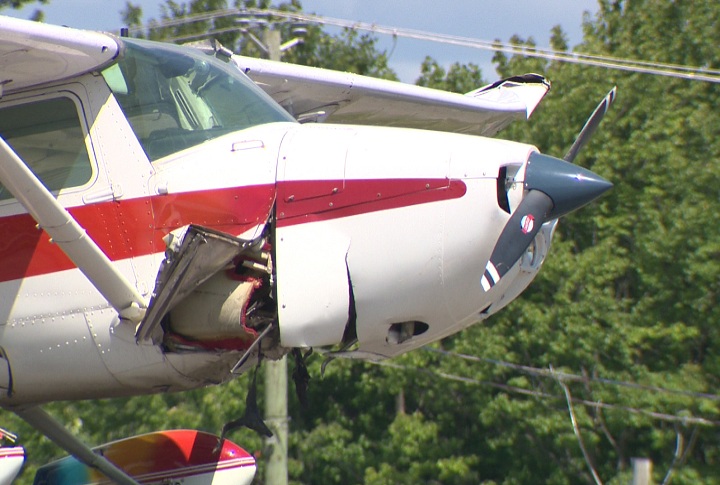 A light plane crash landed on a Quebec highway near Terrebonne, Que. on August 8, 2014.