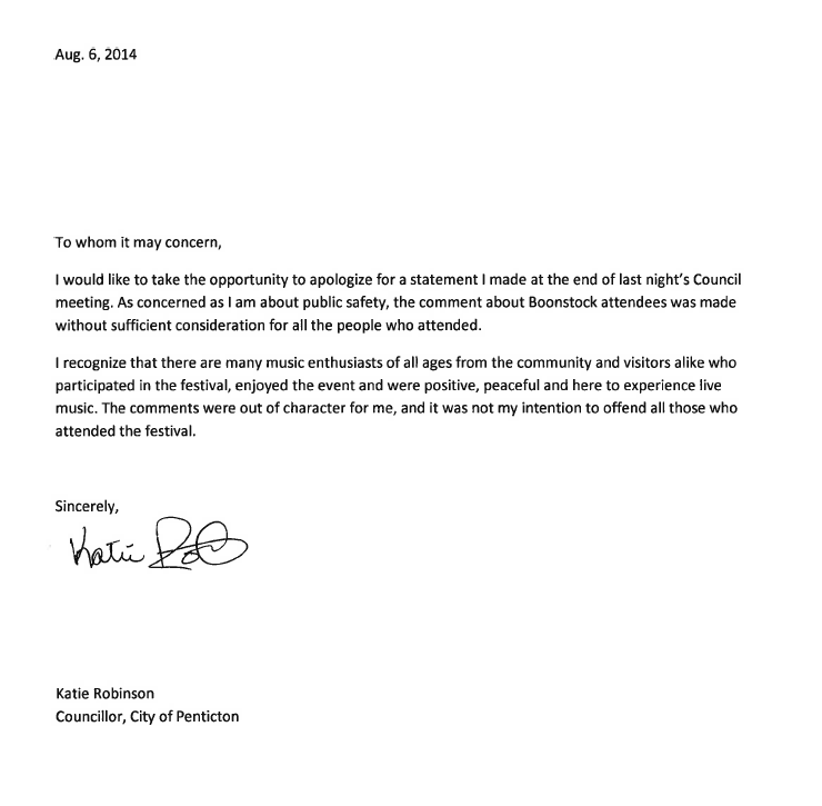 Penticton city councillor apologizes for Boonstock bashing comment - image