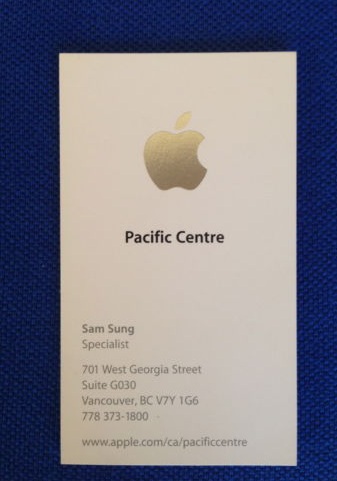 Sam Sung's Apple business card.