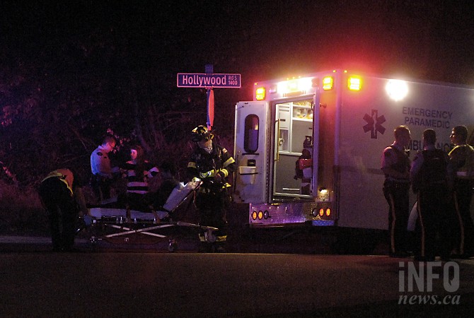 A single vehicle crash injured two early Thursday morning in Kelowna. 