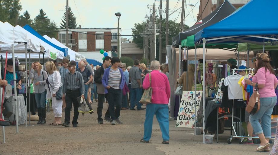 A one-day market is held along Stony Plain Road as part of an effort to revitalize the area, Sunday, August 24, 2014. 