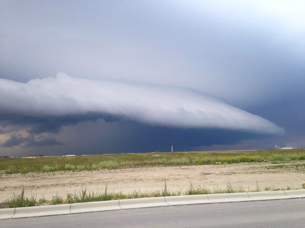 A menacing cloud looms over Airdrie. Taken August 7, 2014.