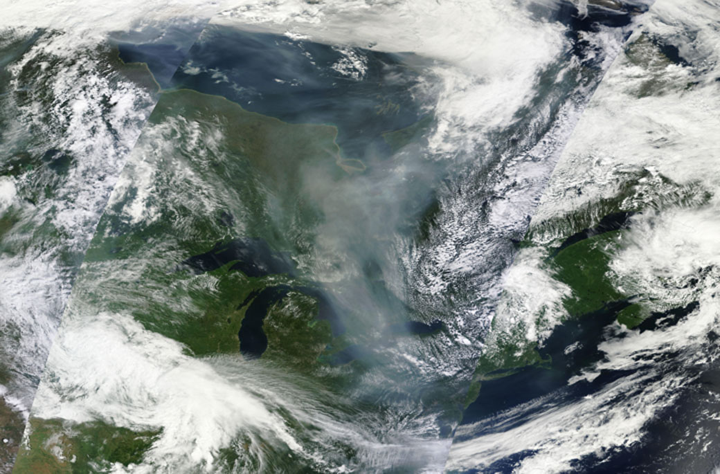 Smoke from wildfires in the Northwest Territories descend through northern Ontario down to southern Ontario making for some hazy skies in the province.