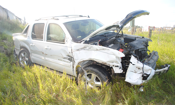 Two men were injured in a collision between a truck and a train in southeastern Saskatchewan.