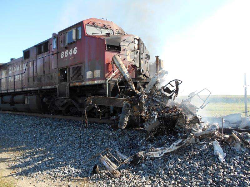Train collides with semi west of Moose Jaw - image