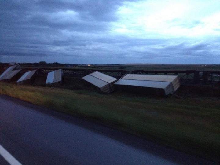 A Canada Pacific Railway train derailed Thursday, abut one kilometere east of Waldeck, Sask.